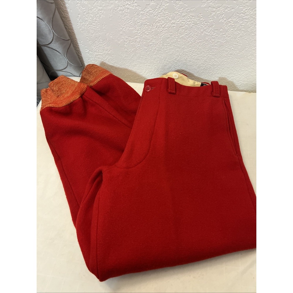 Vintage Sears JC Higgins Virgin Wool Hunting Pants Red Outdoor 34" X 30" Pockets